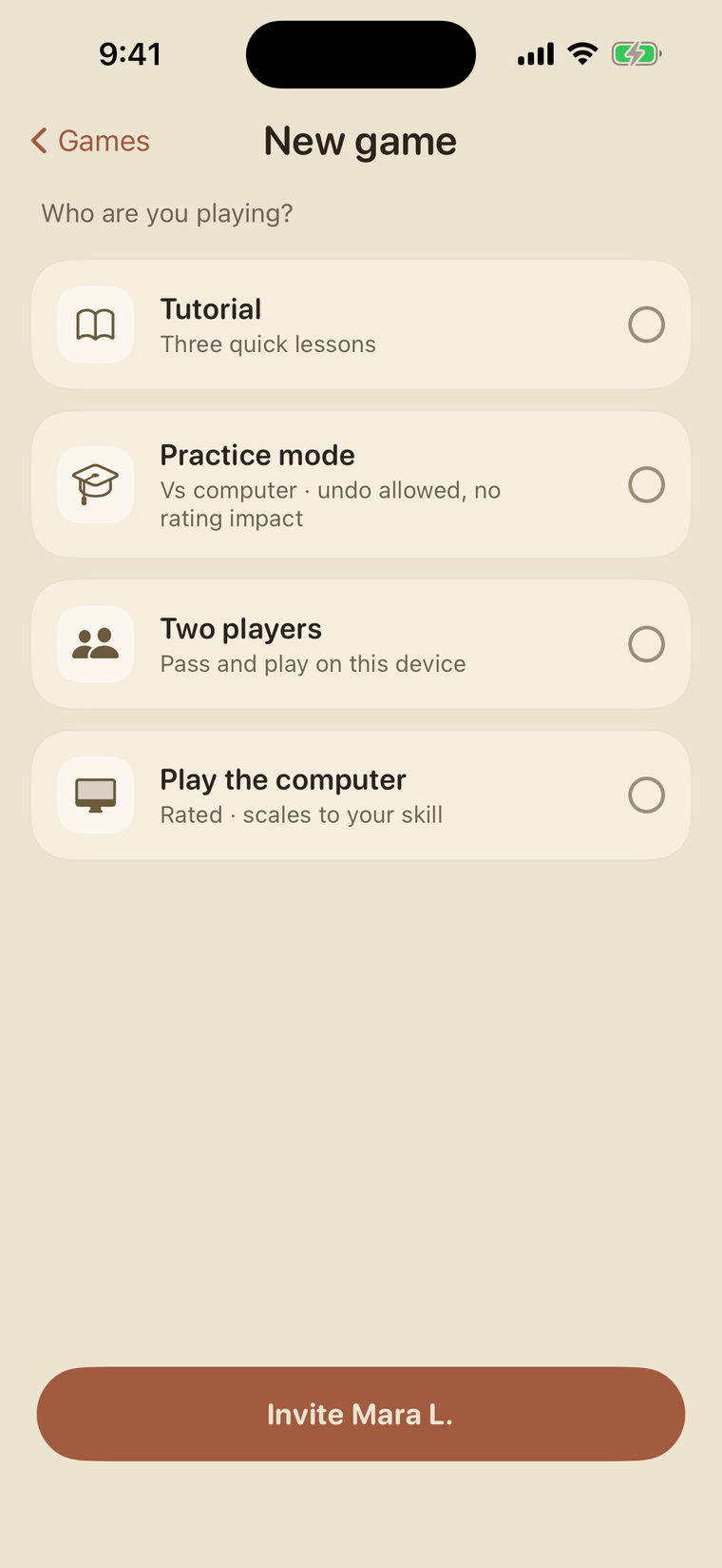 New game options